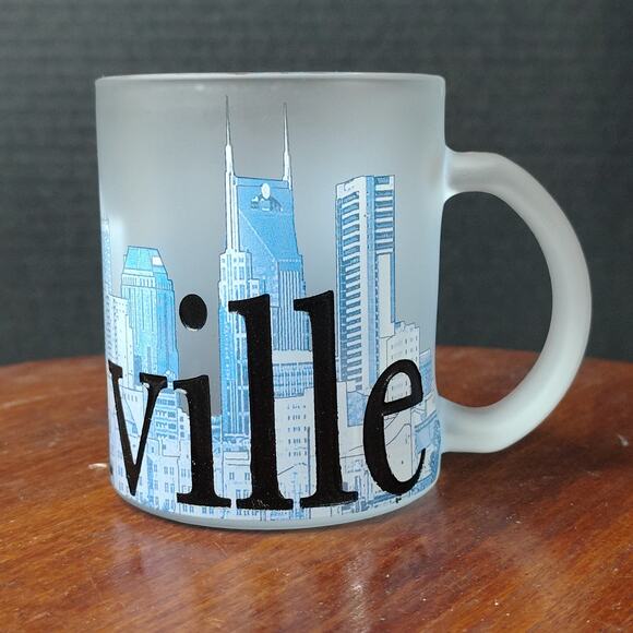 NASHVILLE Tennessee USA Downtown City Scape Frosted Glass Embossed Coffee Mug - Picture 3 of 8